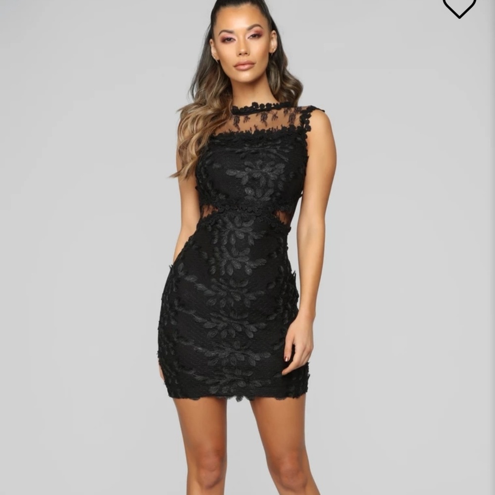 Embroidered Mini Dress - Black
